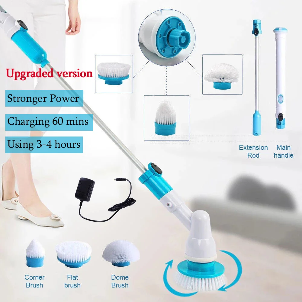 Upgrade Electric Cleaning Turbo Scrub Brush Adjustable Cleaner Wireless Charging Clean Bathroom Kitchen Tools Set | Дом и сад