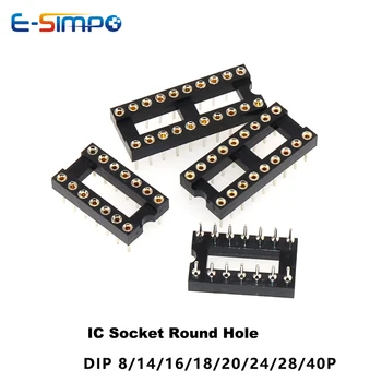 

10PCS Round Hole IC socket Connector DIP6 DIP8 DIP14 DIP16 DIP18 DIP20 DIP28 Narrow Wide DIP40 pins Gold plated PCB IC Holder