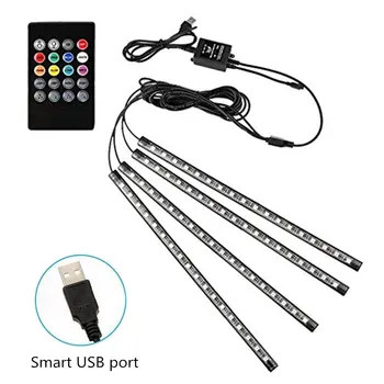 

72LED Car Atmosphere Lamp Multiple Modes Decorative Strip Light with Remote Car Foot Lights Auto Interior Decoration Parts