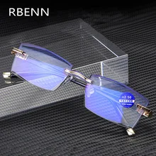 RBENN, очки для чтения с защитой от синего излучения, женские очки без оправы, мужские очки с защитой от усталости, очки для дальнозоркости+ 1,5 2,5