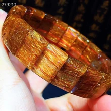 

Natural Copper Rutilated Quartz Clear Rectangle Beads Bracelet 14x9.9x6mm Cat Eye Brazil Crystal Women Man Bracelet AAAAA