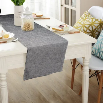 

Table-Flag Tablecloth Tablecover Vintage Grey Imitate Linen Burlap Jute Table Runners Christmas Wedding Restaurant Decoration