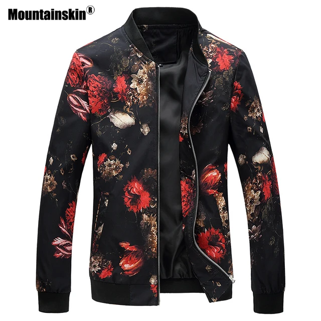 Mountainskin Spring Autumn Bomber Jacket Men Floral Printed Fashion Slim Fit Mens Casual Jackets Men s Windbreaker Coat SA776