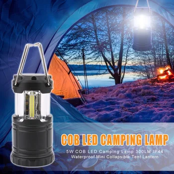 

Mini COB LED Lamps IP44 Waterproof Portable Lights 5W 300LM Battery Powered Collapsible Tent Lantern for Outdoor Camping