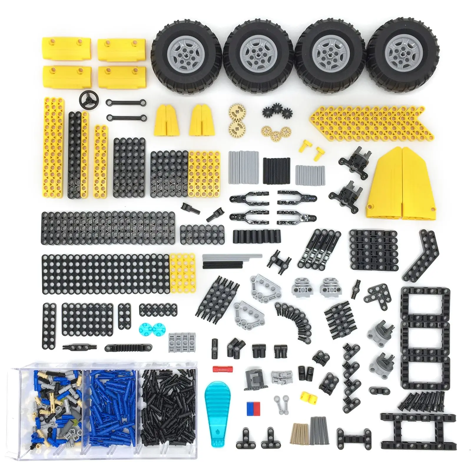 

510Pcs DIY Educational Technic Parts Wheel Beams Pin Parts for Standard Building Block Brands - Random Color