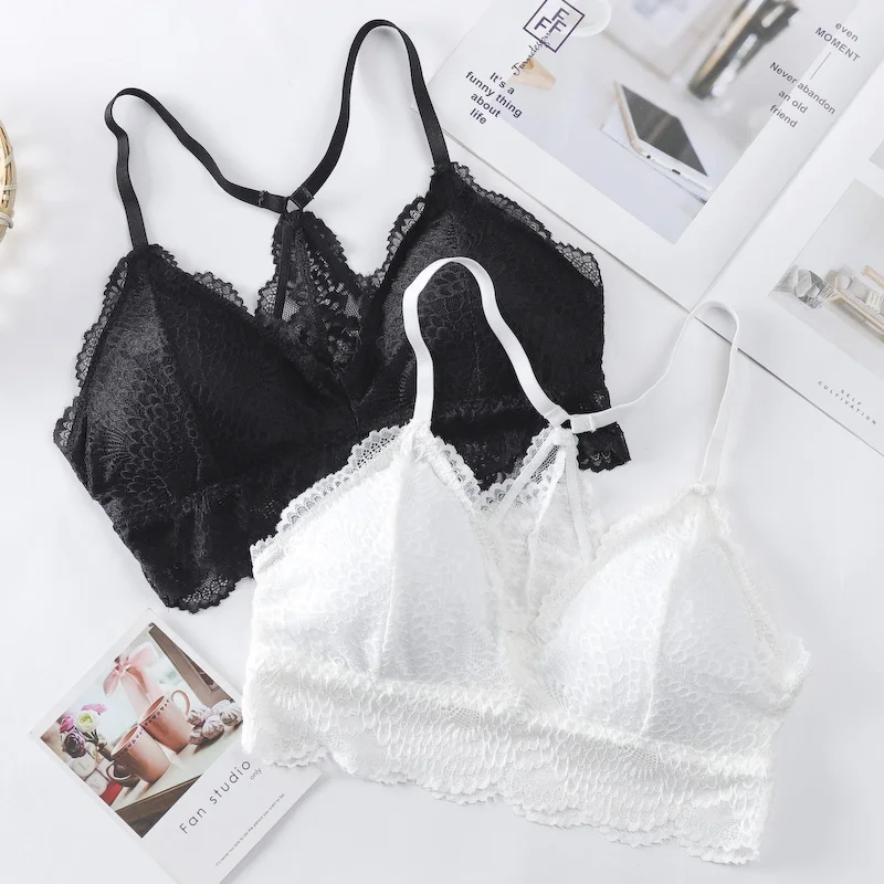 

Lace Gathered Bra for Women Breathable Bralette Without Steel Ring Tube Top Beauty Back Comt Lingerie Triangle Cup Bra