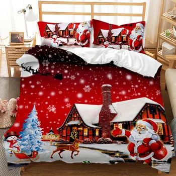 

Free shipping Santa Claus Presents 3D Quilt Duvet Doona Cover Set Single Double Queen King Print