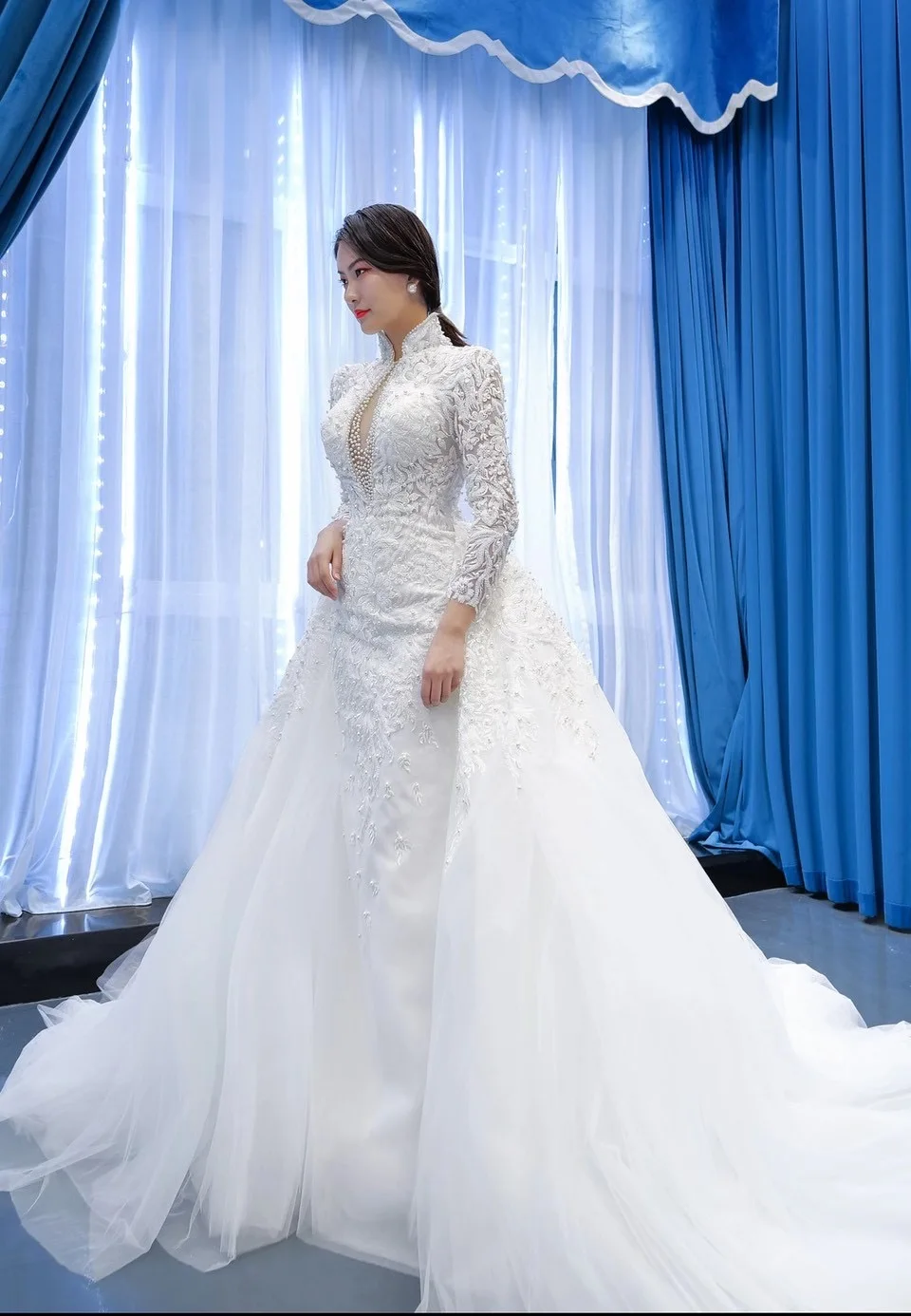 『Cheap!!!』- Vestido De Noiva Mermaid Wedding Dress 2021 Long Sleeve
Lace Sheer V Neck Backless Sexy Bridal Dress Fashion Robe De Mariee