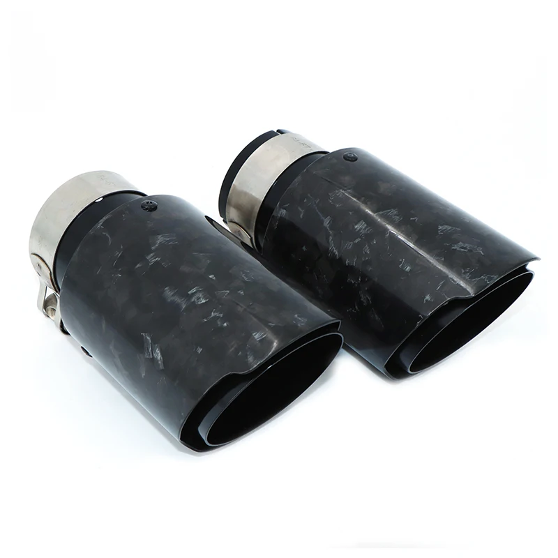 Car Glossy Scattered Pattern Carbon Fiber Muffler Tip Exhaust System Pipe Mufflers Nozzle Universal Straight Stainless BK DZ003