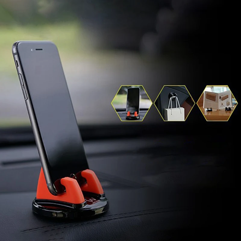 Car Ornament Universal Phone Holder 360 Degree Rotation PC+ Silicone Dashboard Decoration For GPS Holder Cell Phone 75mmx45mm