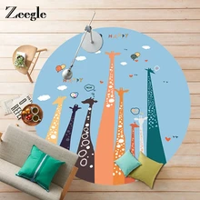 Zeegle круглый ковер с изображением животных из мультфильмов для гостиной, коврики для детской спальни, коврик для двери, Противоскользящий коврик