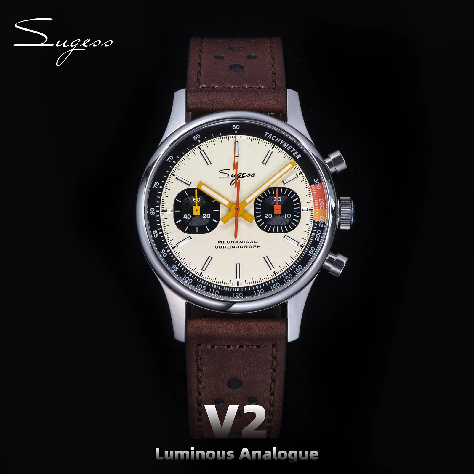 Sugess 1963 хронограф механические наручные часы чайка ST19 Swanneck механизм пилот мужские