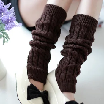 

Fashion Girl Leg Warmers Women Warm Knee Autumn Winter Knitted Boot Socks Warm Ladies Black White Beenwarmers Thigh Long Socks