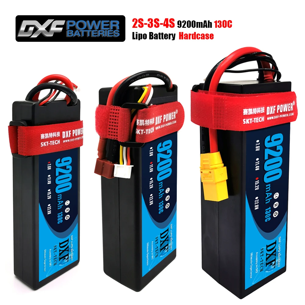 

DXF Lipo 2S 3S 4S7.6V 11.4V 15.2V 9200mAh 130C Max260C RC Parts Comfortable for TRXX 1/10 Car Drone Helicopter Boat FPV