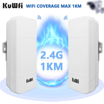 KuWFi-repetidor Wifi de 300Mbps para exteriores, enrutador AP inalámbrico de largo alcance de 1KM, amplificador WiFi de 2,4G, antena Wifi compatible con WDS