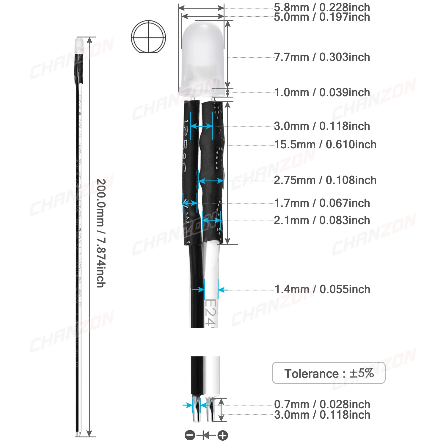 120 pces 5mm 12v prewired led kit