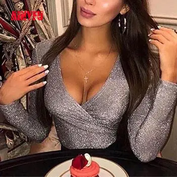 

Women's New Explosion Style Bottoming Shirt Long-sleeved V-neck Casual Sexy Purple / Gray Skinny Hot Sale Bottoming Shirt C247
