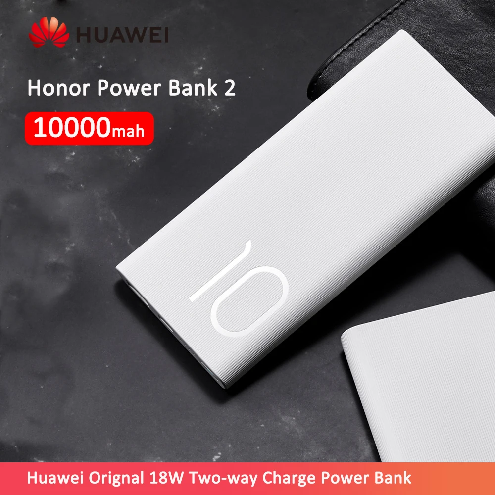 

Huawei Honor Power Bank 2 10000mAh 9V/5V 2A 18W Two-way Fast Charge High Capacity Polymer Lithium Battery External Power Bank