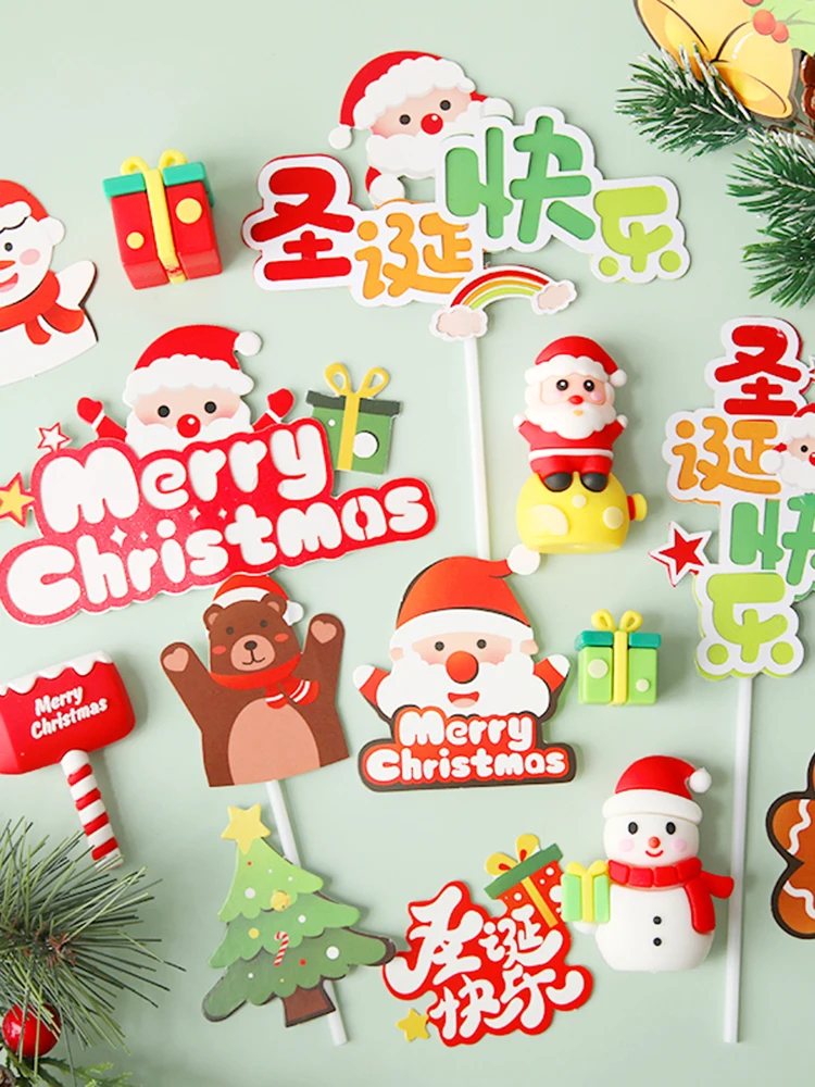 Santa Claus Elk Tree Christmas Cake Toppers Happy New Year Decorations  Party Baking Supplies Kid Love Gifts - Cake Decorating Supplies - AliExpress