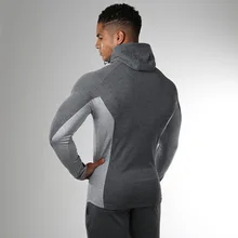 Мужские эластичные трико для осени и зимы, мужской спортивный кардиган с капюшоном, ветровка для бега