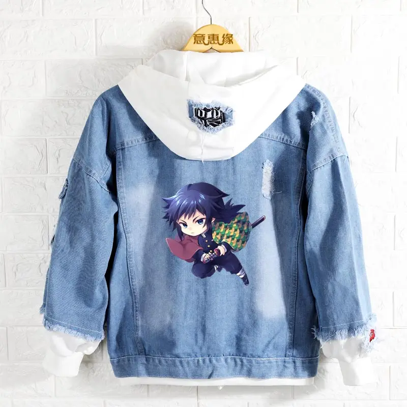 Demon Slayer: Kimetsu no Yaiba толстовка с капюшоном джинсовая куртка Kamado Tanjirou Kamado Nezuko мужская с капюшоном отражающая свет Женская модная куртка