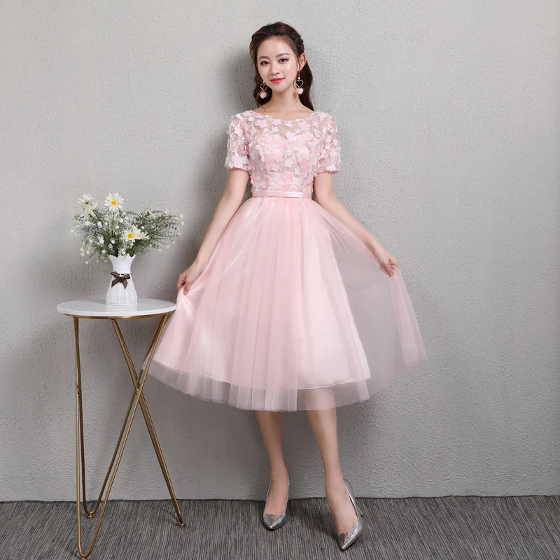 

Burgundy Bridesmaid Elegant Dress Women for Wedding Party A-Line Tulle Tea-Length Special Occasion Dress Vestido De Festa Longo