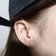 100% Plata de Ley 925 pendientes de aro de oro rosa para mujeres mini pequeño círculo Simple 2019 hueso de oreja 6-12mm Piercing joyería regalos(China)