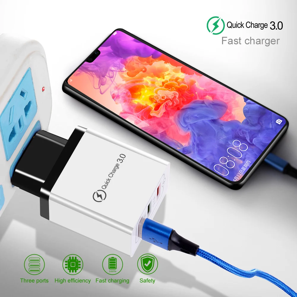 Зарядное устройство Olaf USB для samsung A70 Quick Charge 3,0 быстрое зарядное устройство для huawei P20 lite QC 3,0 зарядное устройство для мобильного телефона 5V 3A для iPhone