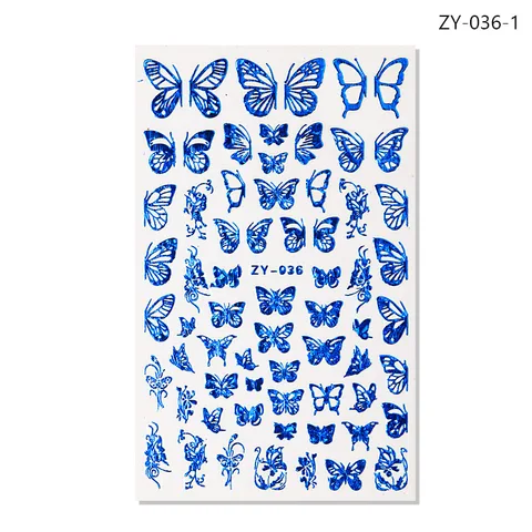 Holographic 3D Laser Butterfly Nail Art Stickers Gold Silver Nail Adhesive Sliders Decals Laser Sticker Decor DIY Manicure