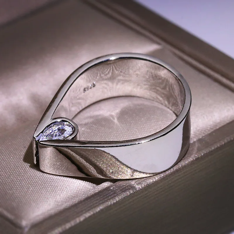 Роскошное мужское кольцо из белого золота с квадратным кристаллом, белый циркон кольца, обручальные кольца обещают милое обручальное кольцо