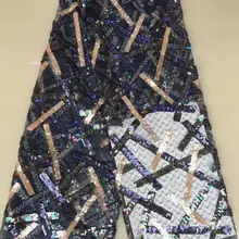 Лидер продаж Африканское сухое кружево ткань темно-синее французское клетчатое кружево ткань с блестками для нигерийских вечерние платья FFD10-1