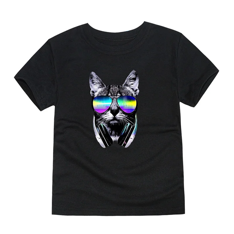 Camiseta/Детская футболка с героями мультфильмов; летние футболки с короткими рукавами; топы унисекс; футболки; костюм; Классная футболка с изображением милого улыбающегося кота; Disfraz - Цвет: 917n-bj-12-23-8