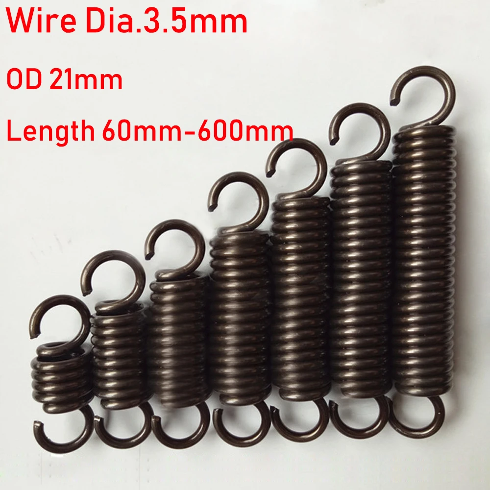 1pcs wire diameter 3.5mm tension extension spring expansion springs length 60/90110/130/150/160/180/220-600mm out diameter 21mm 