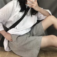 Y2k Summer Black Short Women Fashion Ladies Elastic Waist Short Pant High Waist Streetwear Wide-leg Oversize Simple Unisex Short - Image 5