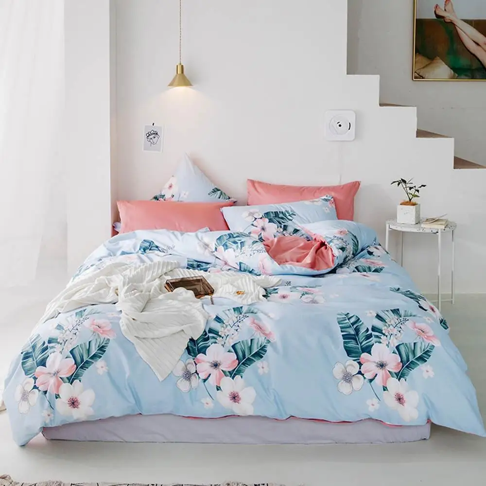 Постельное белье с цветочным принтом Svetanya(простыня, наволочка, покрывало), комплекты постельного белья из хлопка - Цвет: 20190436