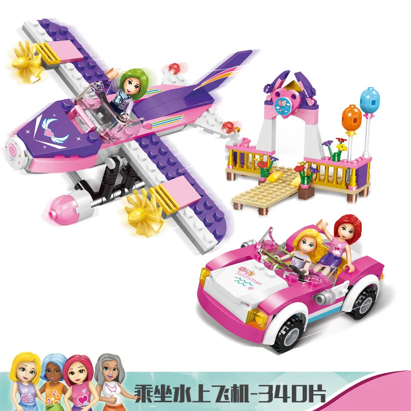 

HSANHE 5222 GIRL'S Building Blocks Island Tour Remember Take Water Airplane Children'S Educational Assembled Granule Building Bl