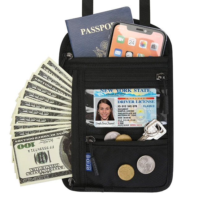 Держатель для паспорта, дорожный шейный кошелек с RFID-блокировкой, Обложка для паспорта, держатель для документов, органайзер для карт, мобильный телефон Bag 2