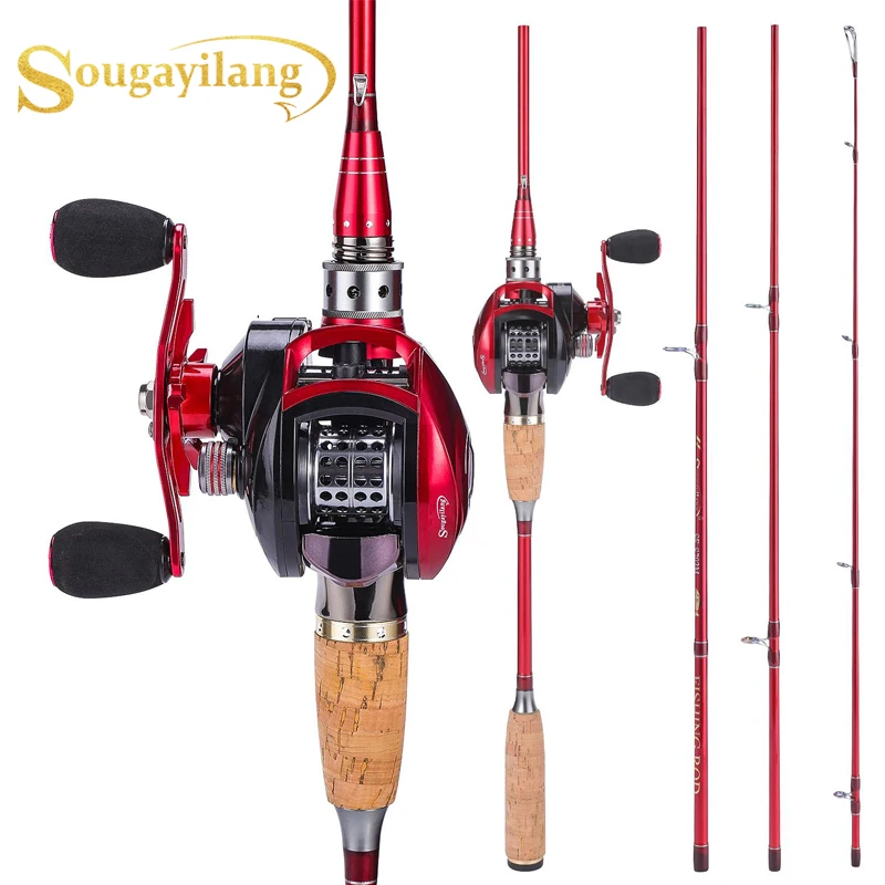

Sougayilang 2.1m 2.4m Carbon Fishing Rod Baitcast Reel Combo Portable Casting Fishing Pole with 12+1BB Baitcasting Reel Kit