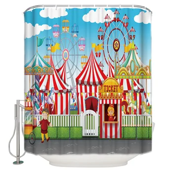 

Carnival Amusement Park Shower Curtain Waterproof Bathroom Curtain Polyester Bath Curtain Home Decor 12 Hooks