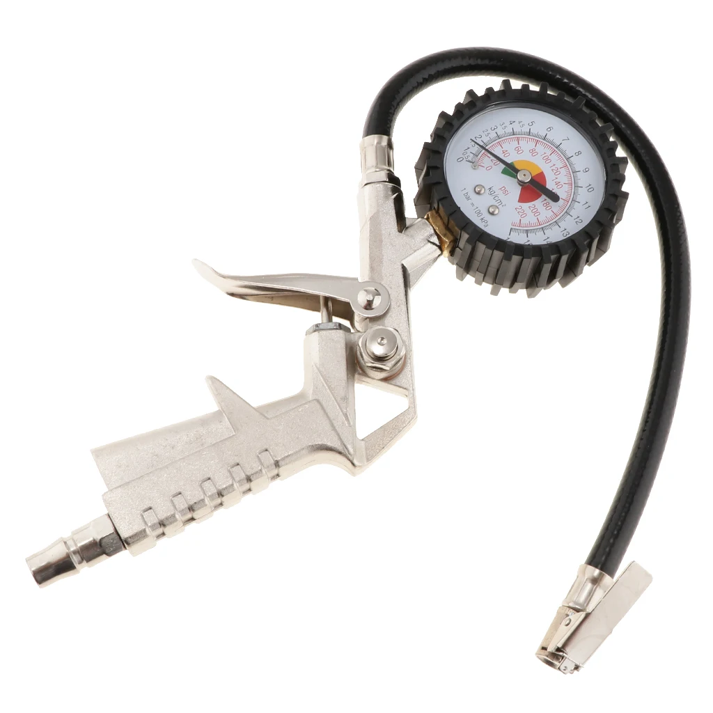 0-220PSI Car Motorcycle Truck Digital Tire Inflator Gun Pressure Gauge Kit Deflation, Inflation and Tire Testing Functions