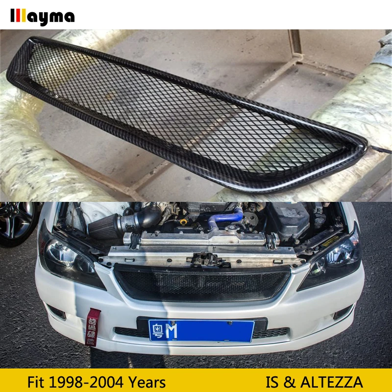 No logo Carbon fiber Front bumper grille For Toyota Altezza AS200 AS300 RS200 Lexus IS200 IS300 Sport style CF bodykit grill | Автомобили