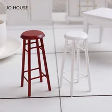 

JO HOUSE 1:12 Miniature Dollhouse Toys 3D Wooden Furniture Bar High Stool Model Simulation Chair