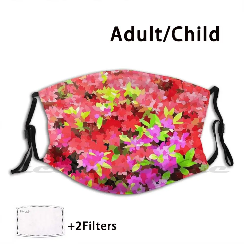 

Маска с цветами Azalea для взрослых и детей, моющаяся, фильтр Pm2.5, логотип, креативность, Азалея, цветы для сада, цветущие цветы