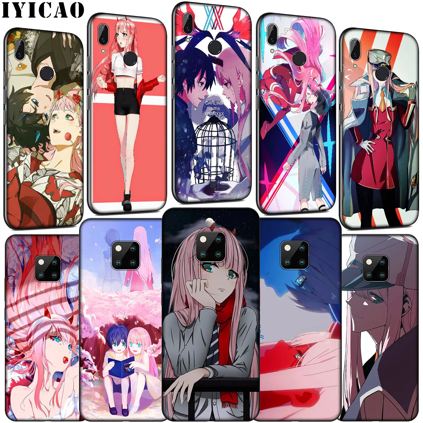 IYICAO Darling in the FranXX Anime Soft Silicone Phone Case for Huawei Mate 30 20 10 Pro Nova 5i 4 3 3i 2i 2 Lite Black Cover |