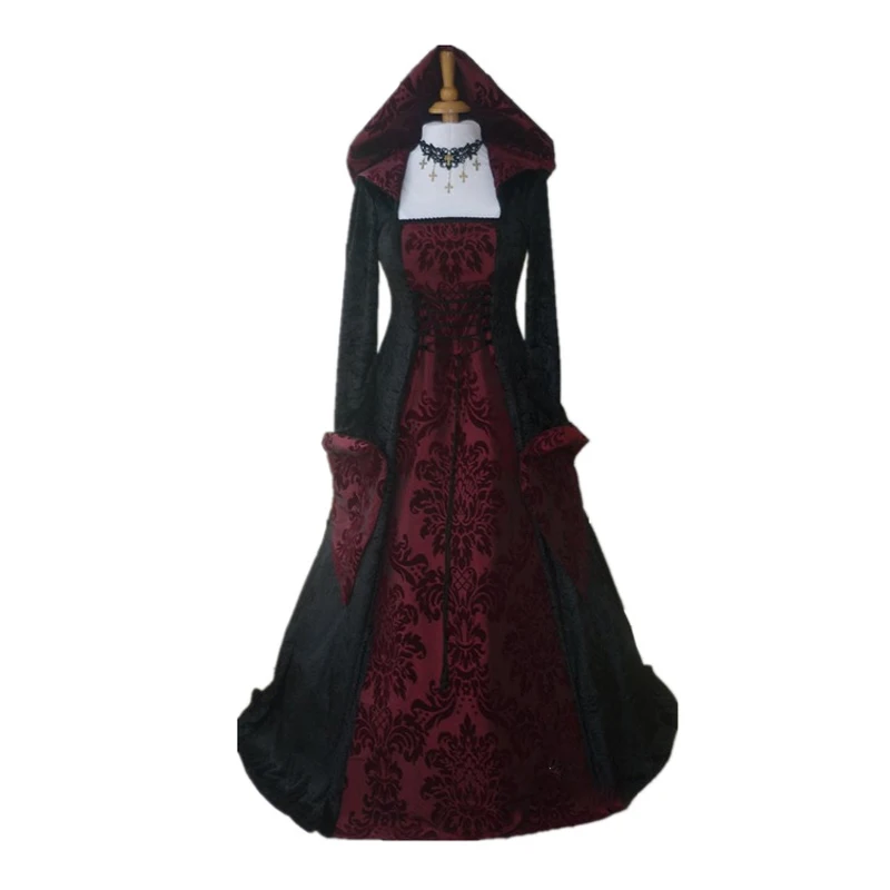 

Women's Gothic Dress Ladies Costume Long Sleeve Medieval Renaissance Cosplay Printed Maxi Dresses