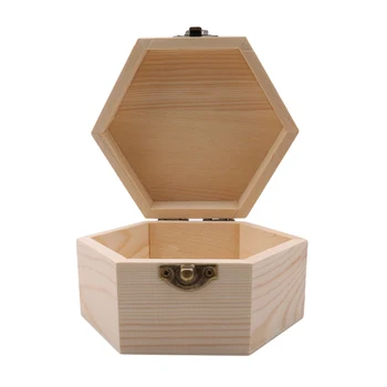 

DIY Fashion Gift Box Simple Portable Hexagon Shaped Wood Jewelry Box Wedding Holder Jewelry Display