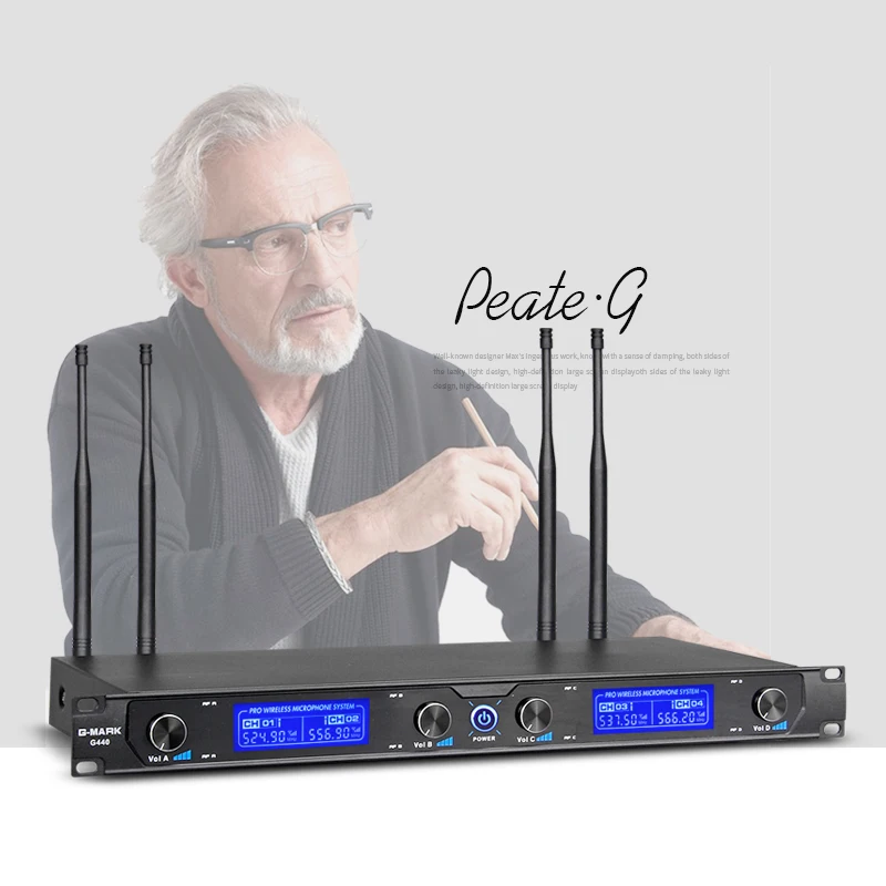 Microphone Wireless G-MARK G440 4 Channels Handheld Dynamic Mic Karaoke Band DJ Party Stage Church Show 2