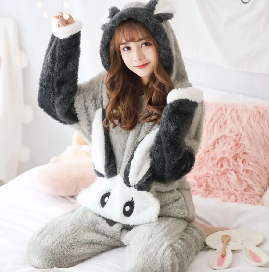 Winter Thick Warm Flannel Pajamas Sets For Women Sleepwear Home Clothing Pajama Home Wear Pyjamas Set 10