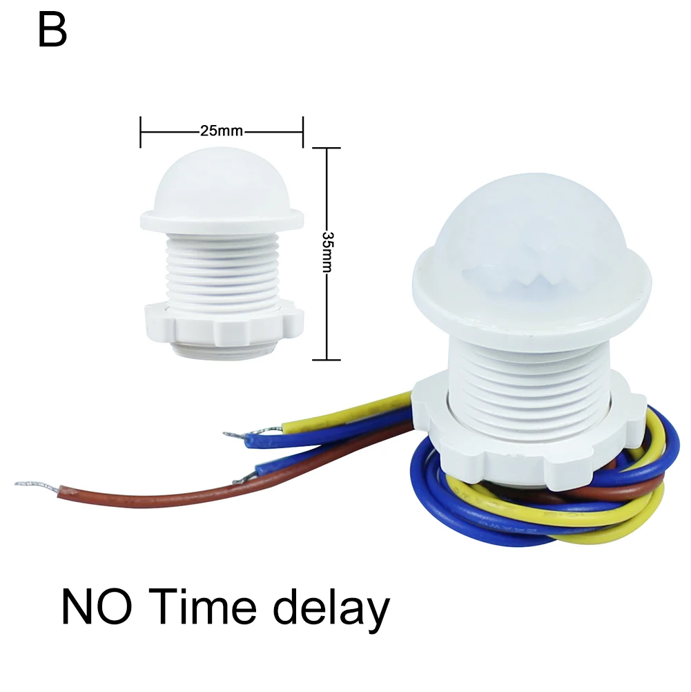 40 мм PIR инфракрасный луч датчик движения переключатель времени задержки Регулируемый переключатель датчика режима для домашнего освещения светодиодный светильник - Цвет: B