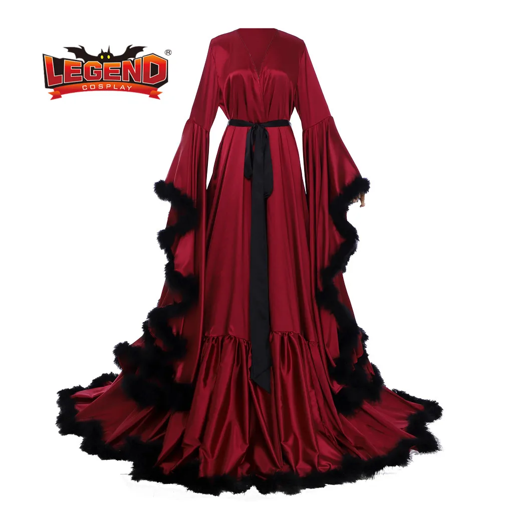 

Women's Feathers Robe Wedding Scarf Long Bridal Boudoir Robe Evening nightGown Bathrobe Fur Trim Costume Kimono Robe Bathrobe